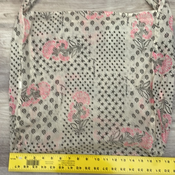 Free People Lightweight Sheer Tote Tan with Black & Pink Like New - Picture 3 of 10